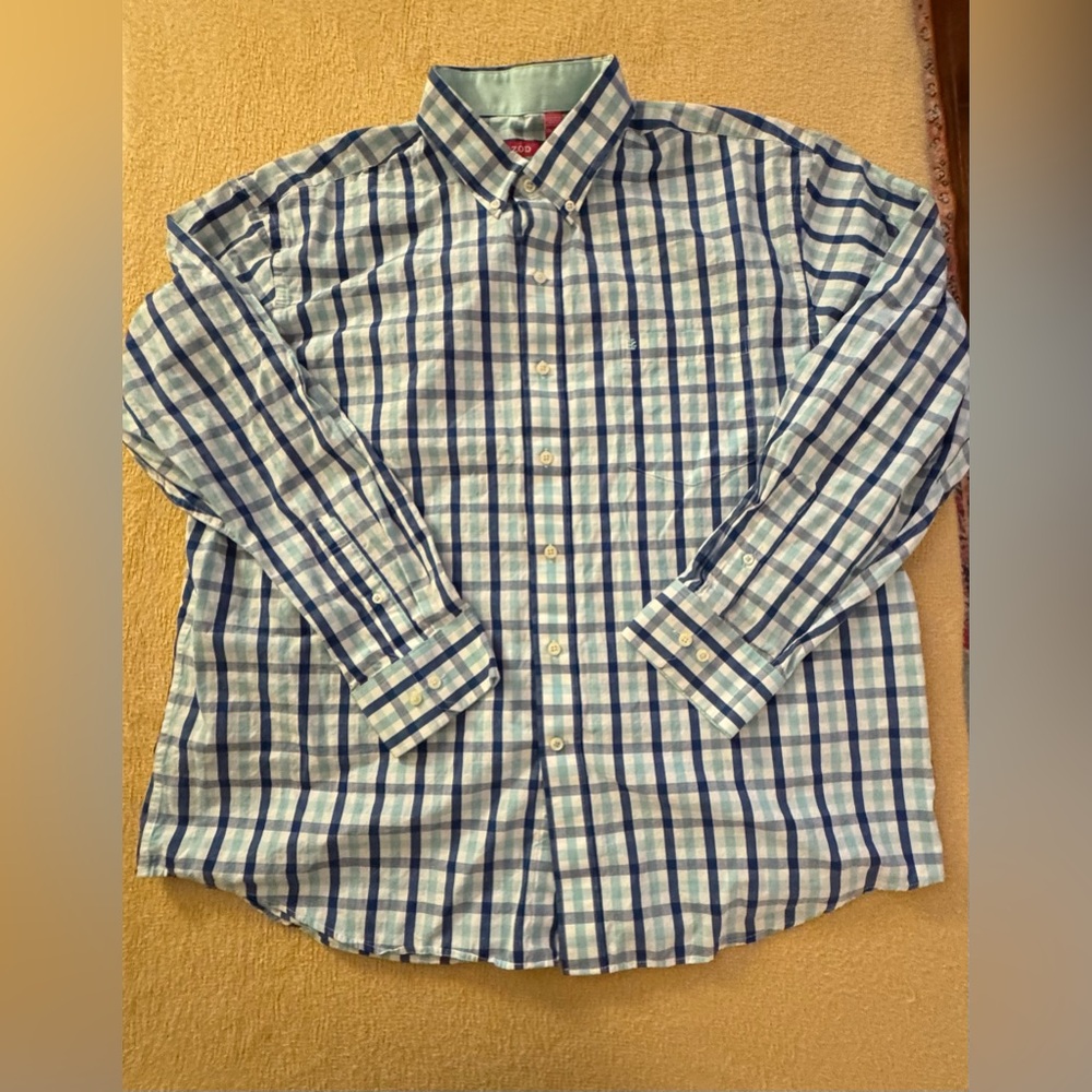 Izod Blue and White Plaid Shirt